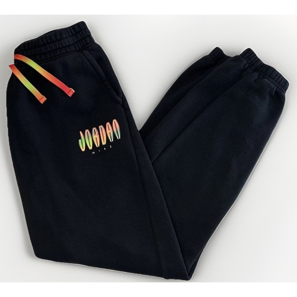 Boys Nike Jordan Fleece Jogger Pants Black Sz Large 12-13